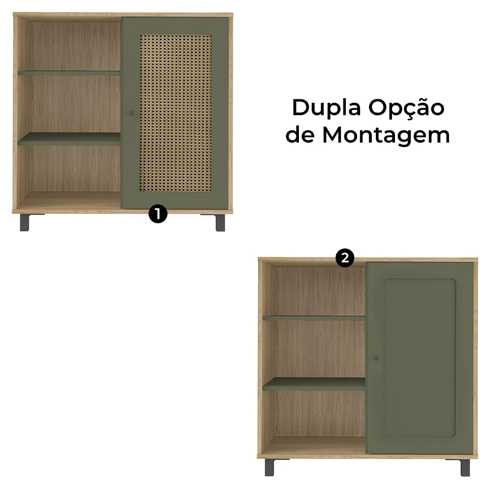 Buffet Aparador 80cm 1 Porta Sofie Carvalho/Menta A09 - Mpozenato