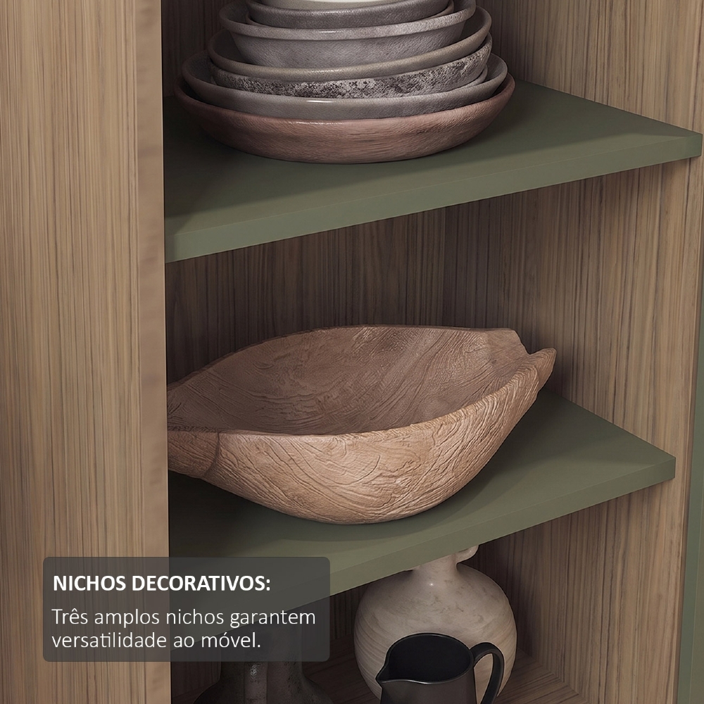 Buffet Aparador 80cm 1 Porta Sofie Carvalho/Menta A09 - Mpozenato