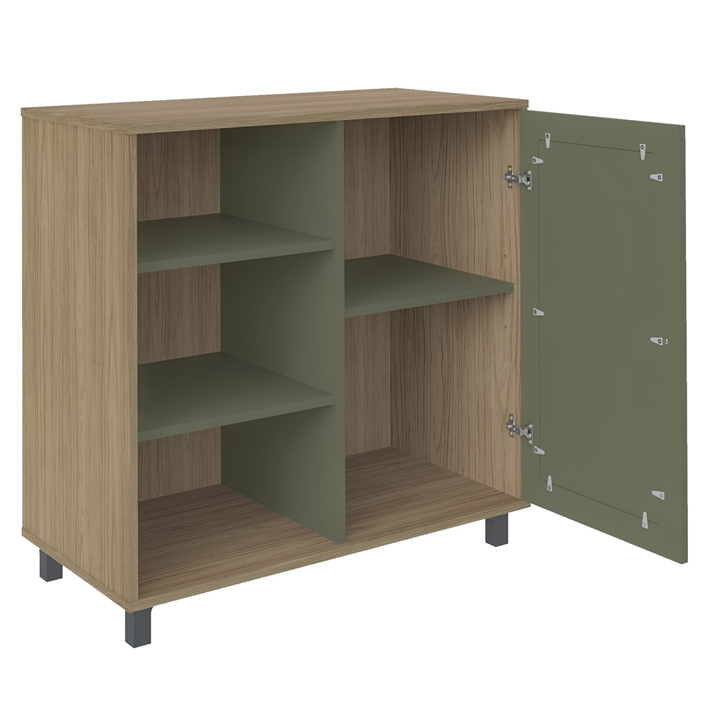 Buffet Aparador 80cm 1 Porta Sofie Carvalho/Menta A09 - Mpozenato