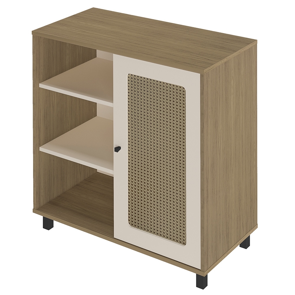 Buffet Aparador 80cm 1 Porta Sofie Carvalho/Off White A09 - Mpozenato