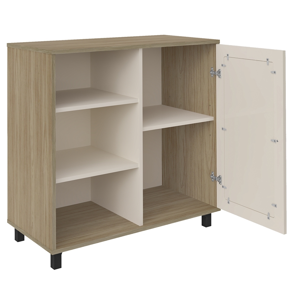 Buffet Aparador 80cm 1 Porta Sofie Carvalho/Off White A09 - Mpozenato