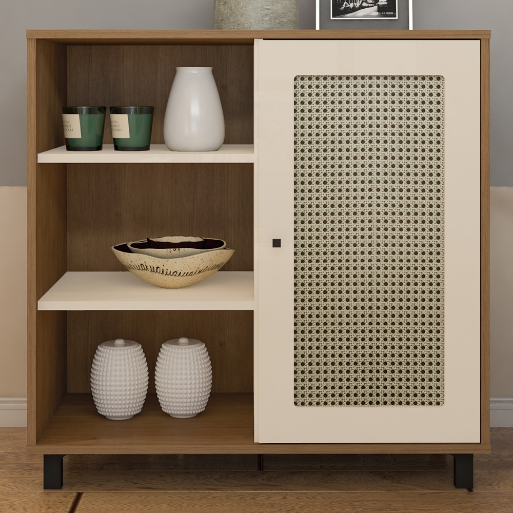 Buffet Aparador 80cm 1 Porta Sofie Cinamomo/Off White A09 - Mpozenato