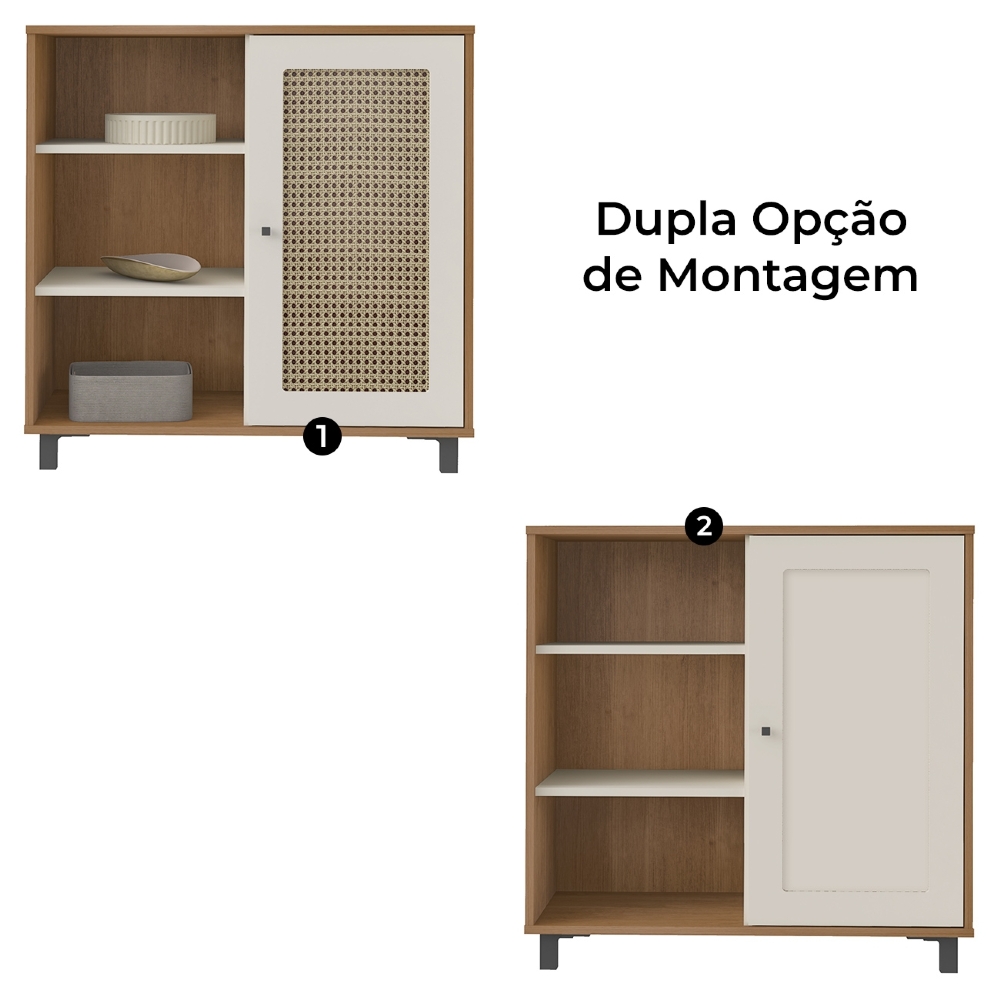 Buffet Aparador 80cm 1 Porta Sofie Cinamomo/Off White A09 - Mpozenato