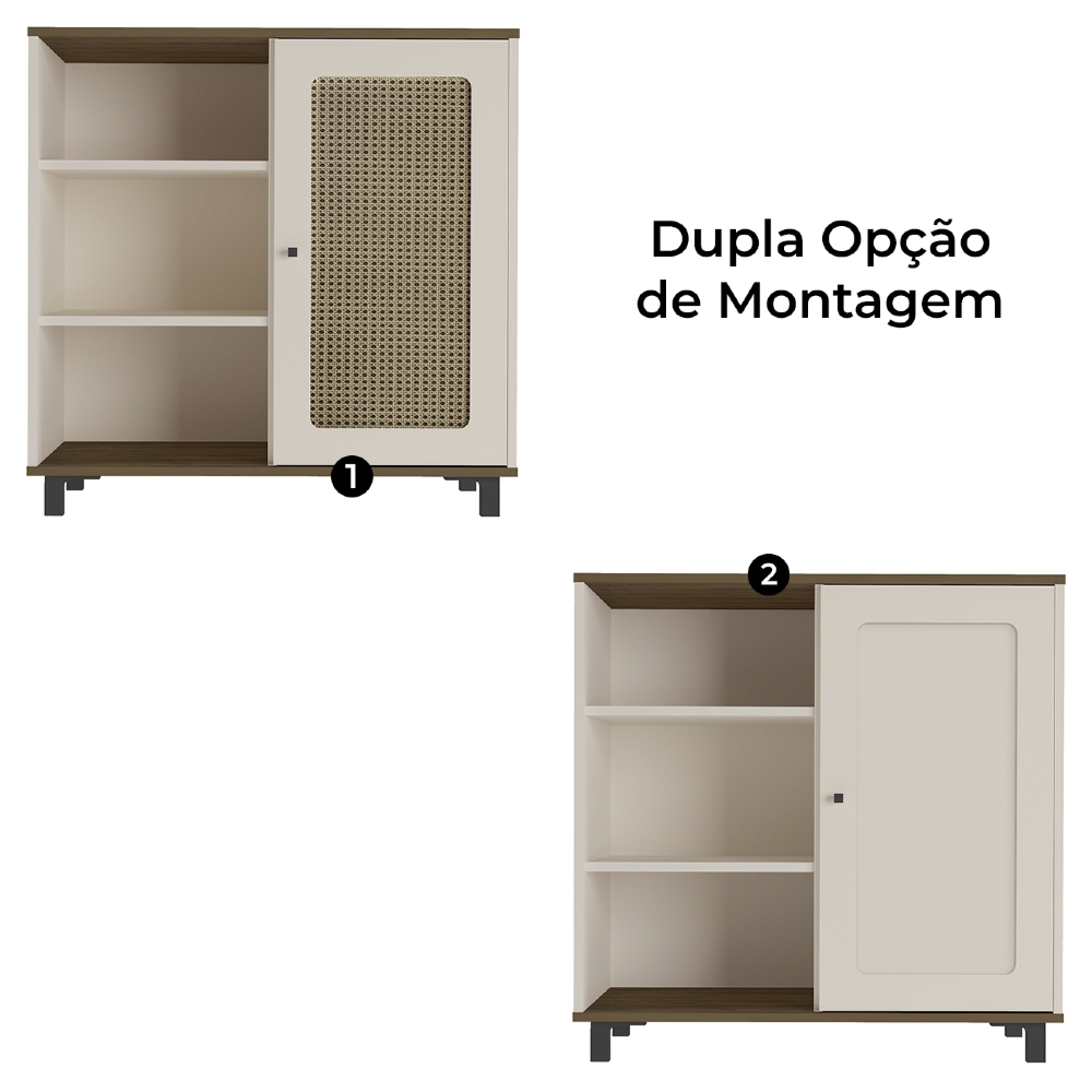 Buffet Aparador 80cm 1 Porta Sofie Pinho/Off White A09 - Mpozenato