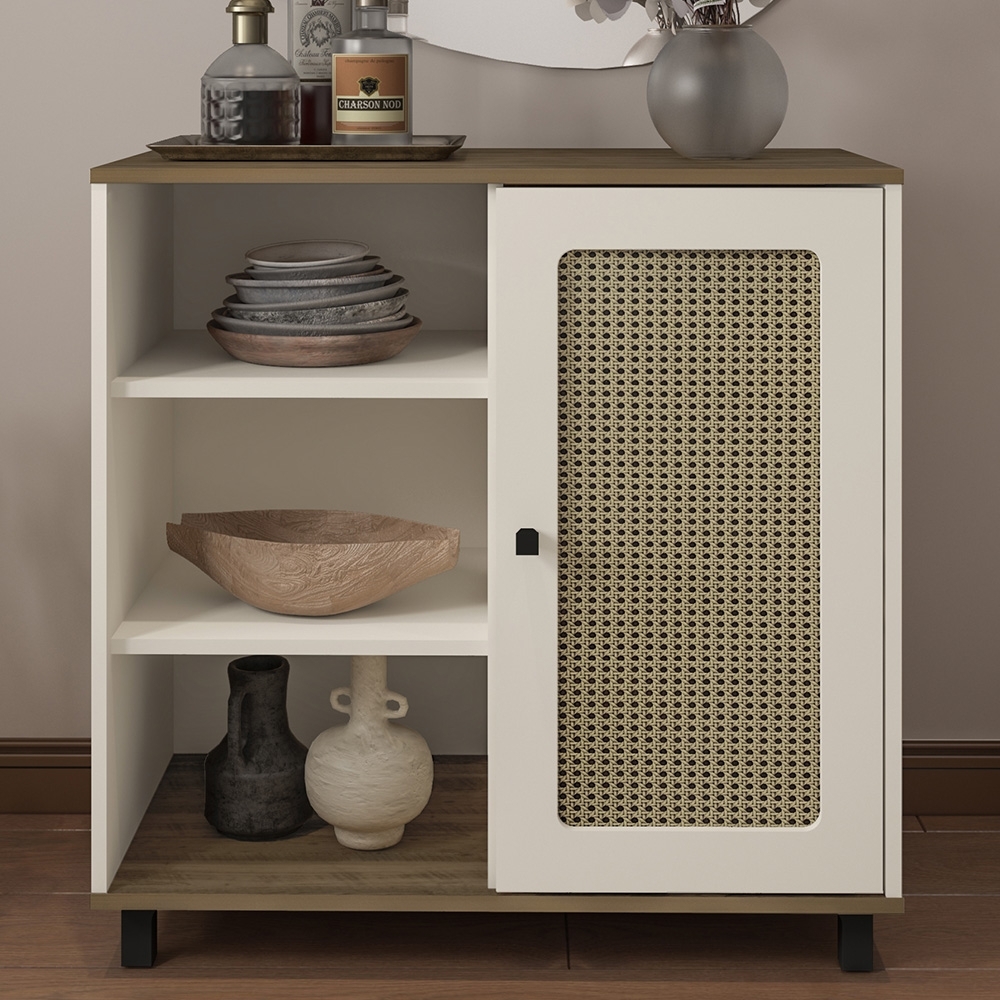 Buffet Aparador 80cm 1 Porta Sofie Pinho/Off White A09 - Mpozenato