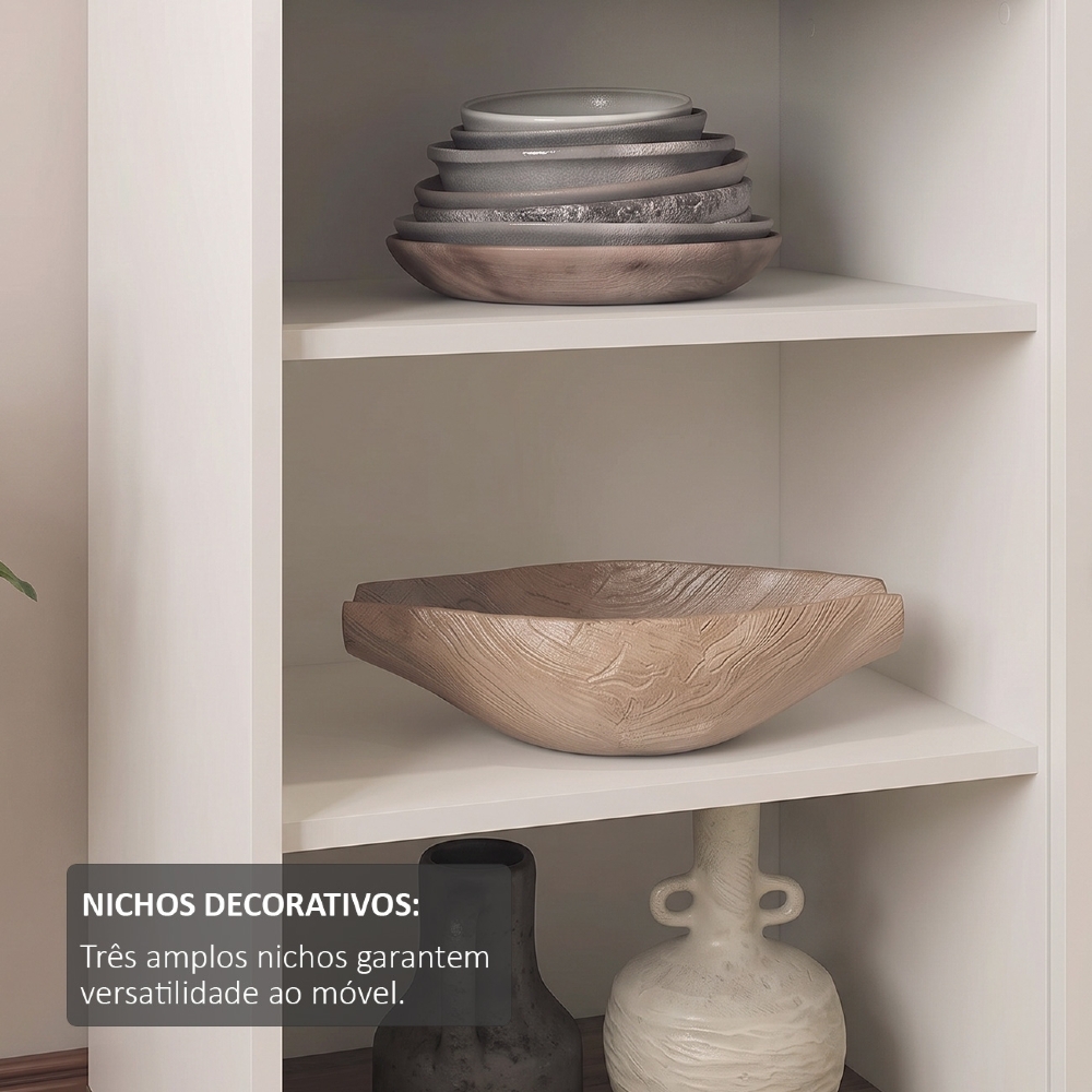Buffet Aparador 80cm 1 Porta Sofie Pinho/Off White A09 - Mpozenato