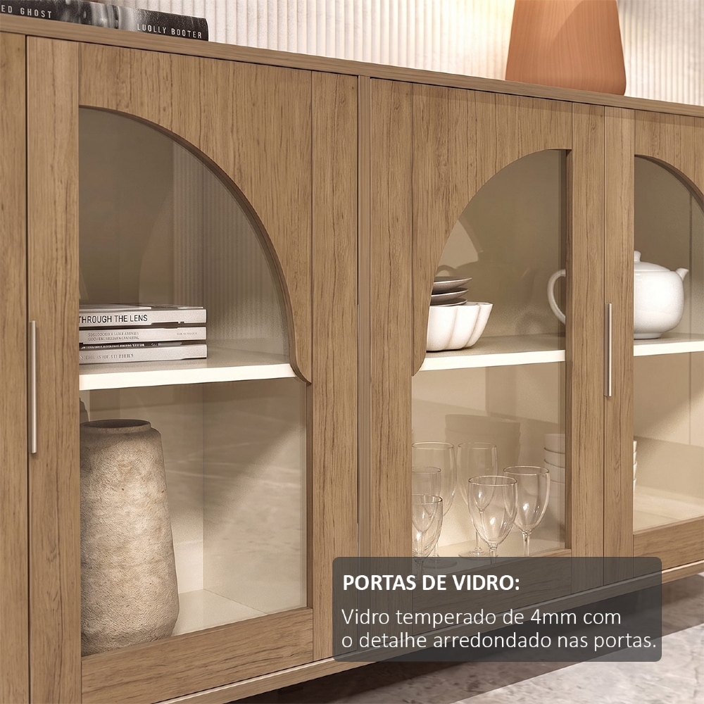 Buffet Aparador 160cm 4 Portas Prestige Cinamomo/Off White A09 - Mpozenato