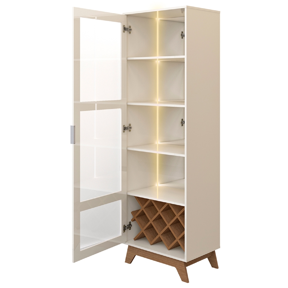 Cristaleira Porta de Vidro 60cm Magna Off White/Cinamomo A09 - Mpozenato