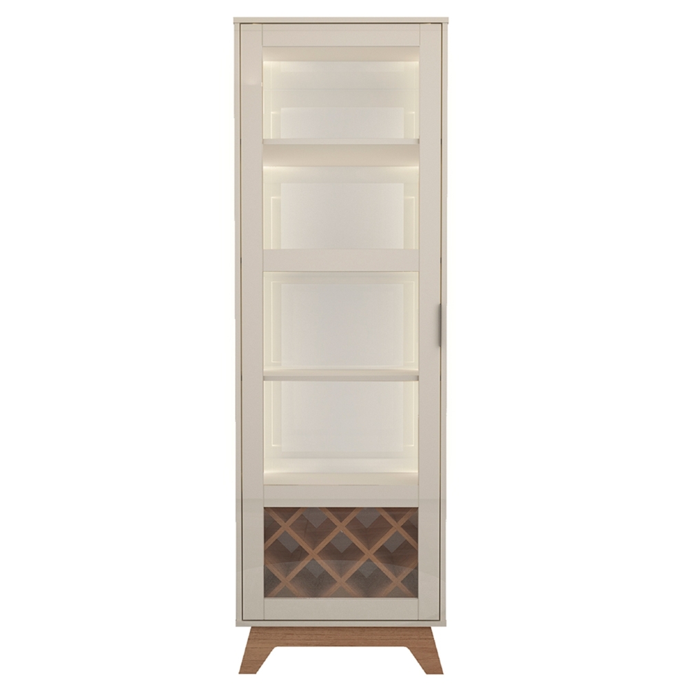 Cristaleira Porta de Vidro 60cm Magna Off White/Cinamomo A09 - Mpozenato