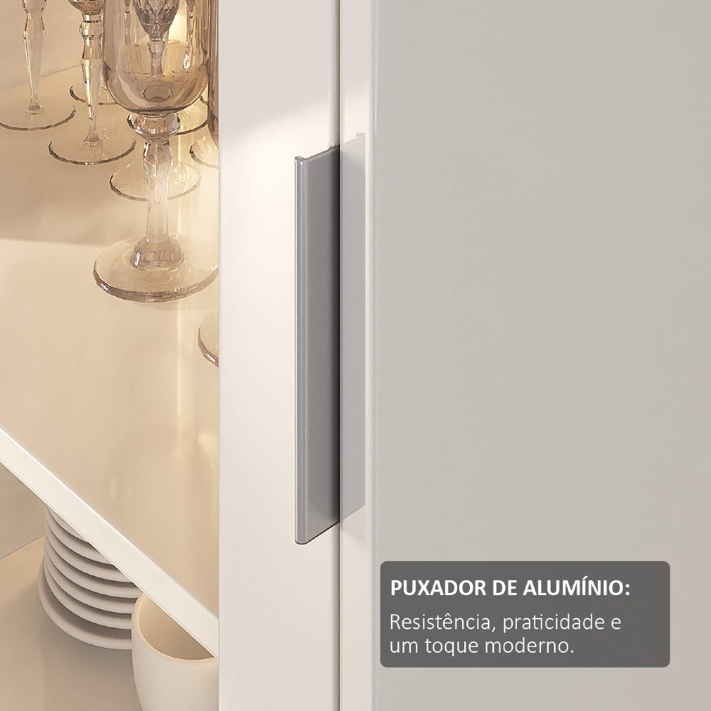 Cristaleira Porta de Vidro 60cm Magna Off White/Cinamomo A09 - Mpozenato