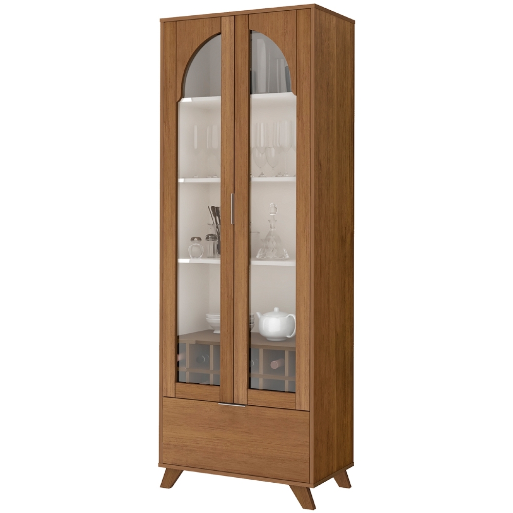 Cristaleira Porta de Vidro 70cm Prestige Cinamomo/Off White A09 - Mpozenato
