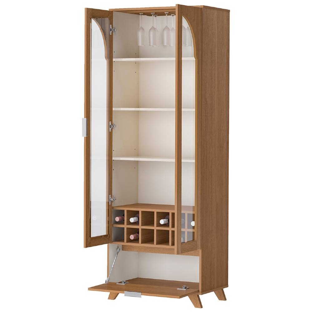 Cristaleira Porta de Vidro 70cm Prestige Cinamomo/Off White A09 - Mpozenato