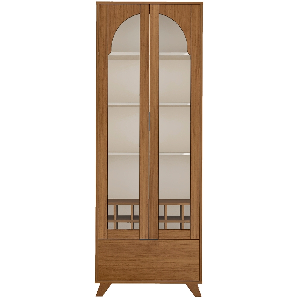 Cristaleira Porta de Vidro 70cm Prestige Cinamomo/Off White A09 - Mpozenato