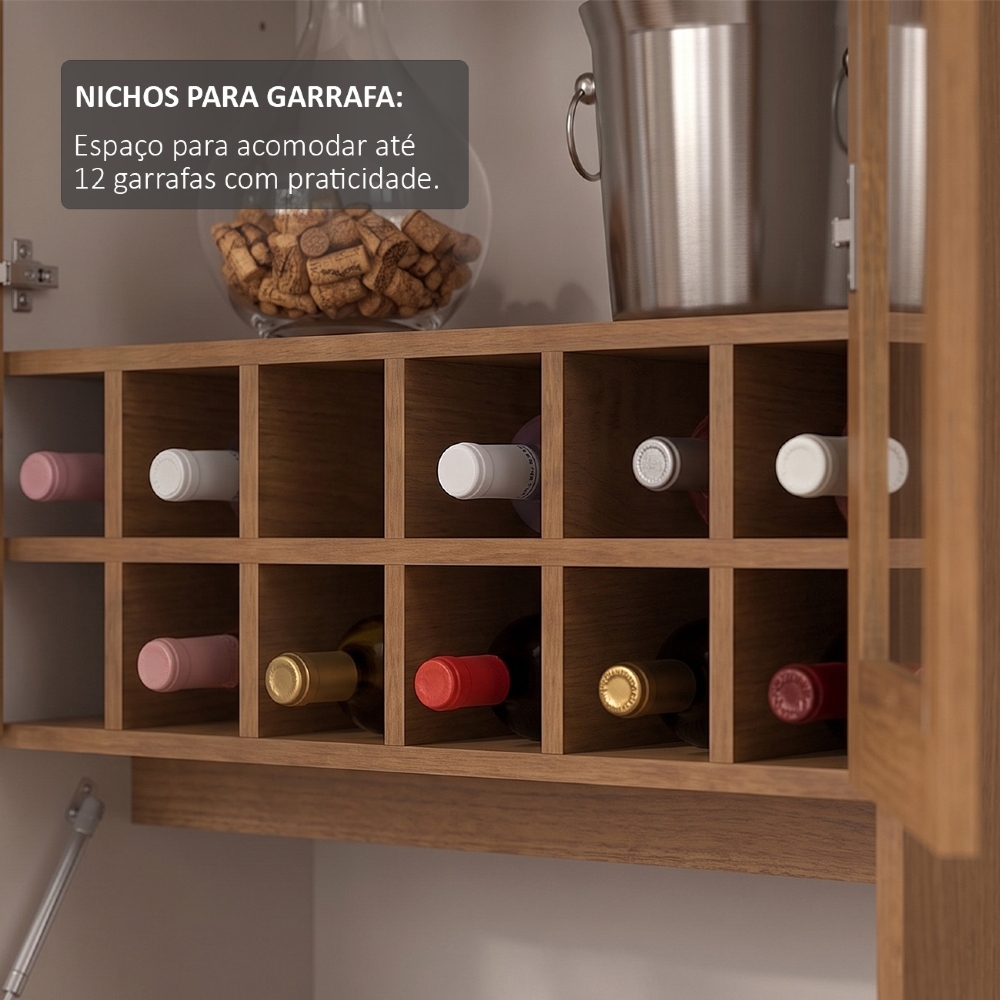 Cristaleira Porta de Vidro 70cm Prestige Cinamomo/Off White A09 - Mpozenato