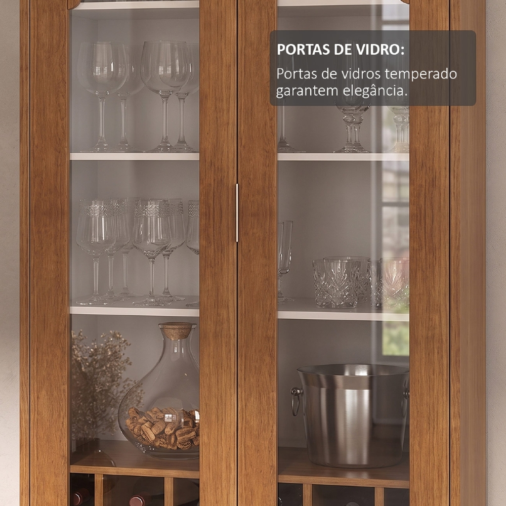 Cristaleira Porta de Vidro 70cm Prestige Cinamomo/Off White A09 - Mpozenato