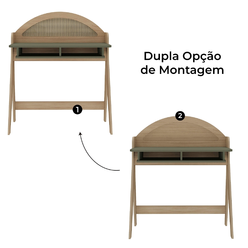 Mesa Escrivaninha Para Computador 90cm Olive Carvalho/Menta A09 - Mpozenato