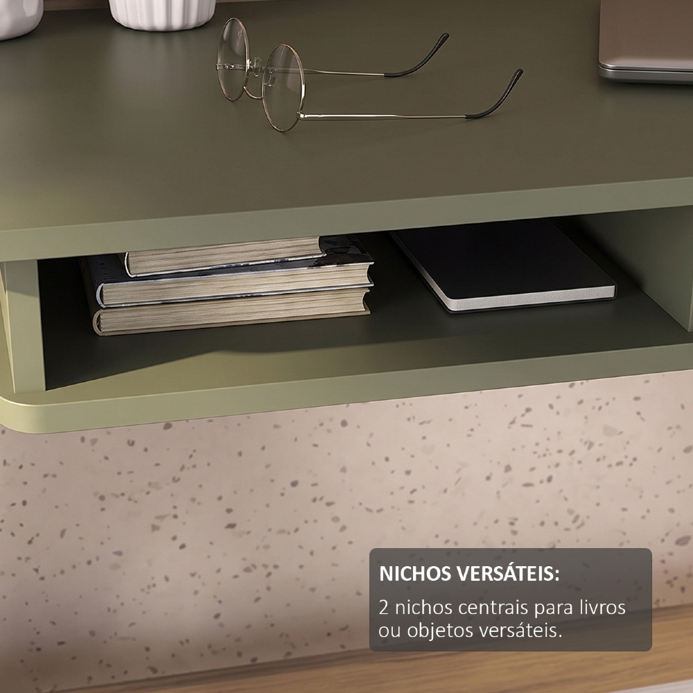 Mesa Escrivaninha Para Computador 90cm Olive Carvalho/Menta A09 - Mpozenato