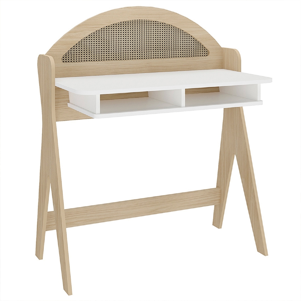 Mesa Escrivaninha Para Computador 90cm Olive Naturale/Branco A09 - Mpozenato