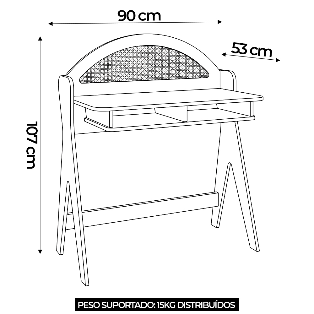 Mesa Escrivaninha Para Computador 90cm Olive Naturale/Branco A09 - Mpozenato