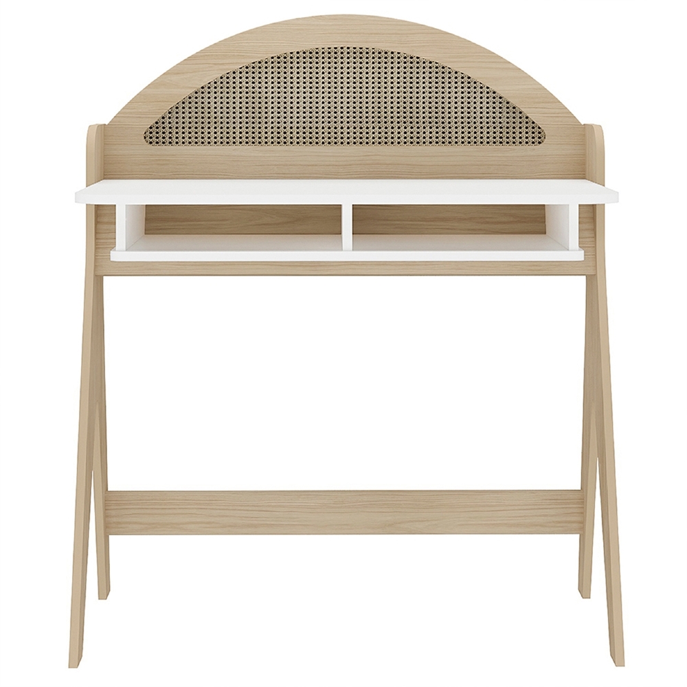Mesa Escrivaninha Para Computador 90cm Olive Naturale/Branco A09 - Mpozenato