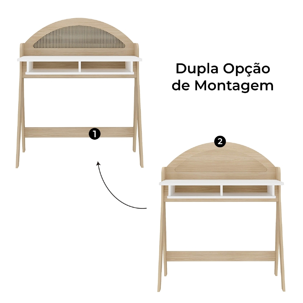 Mesa Escrivaninha Para Computador 90cm Olive Naturale/Branco A09 - Mpozenato