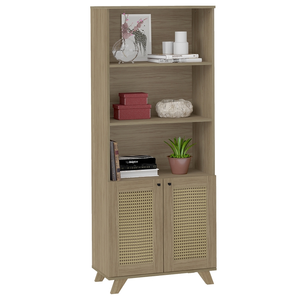Estante Livreiro 70cm 2 Portas Tulum Carvalho A09 - Mpozenato 