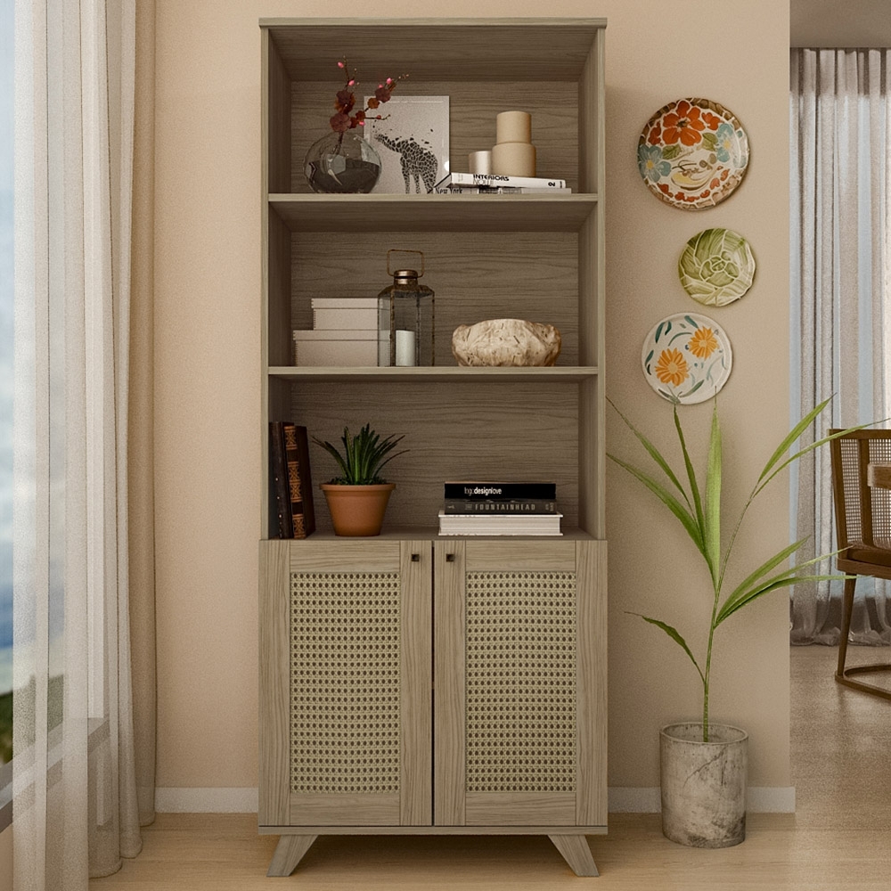 Estante Livreiro 70cm 2 Portas Tulum Carvalho A09 - Mpozenato 