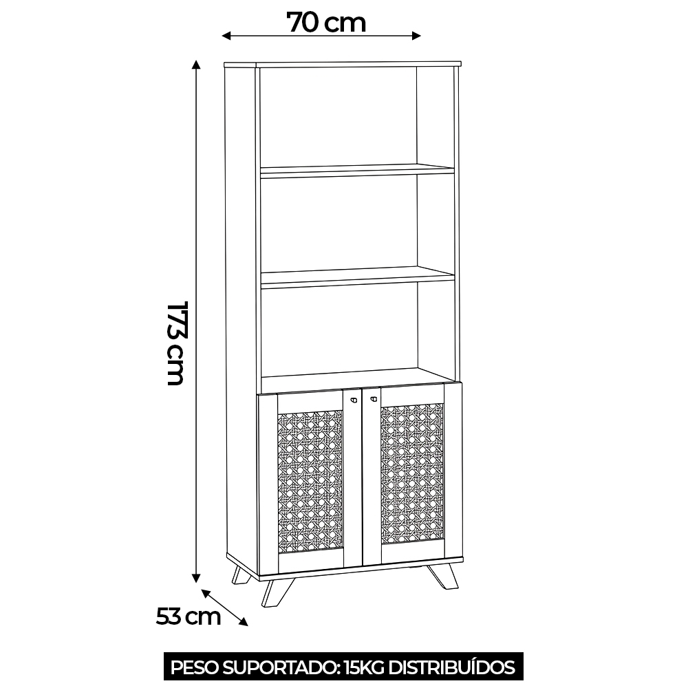 Estante Livreiro 70cm 2 Portas Tulum Cinamomo/Off White A09 - Mpozenato 