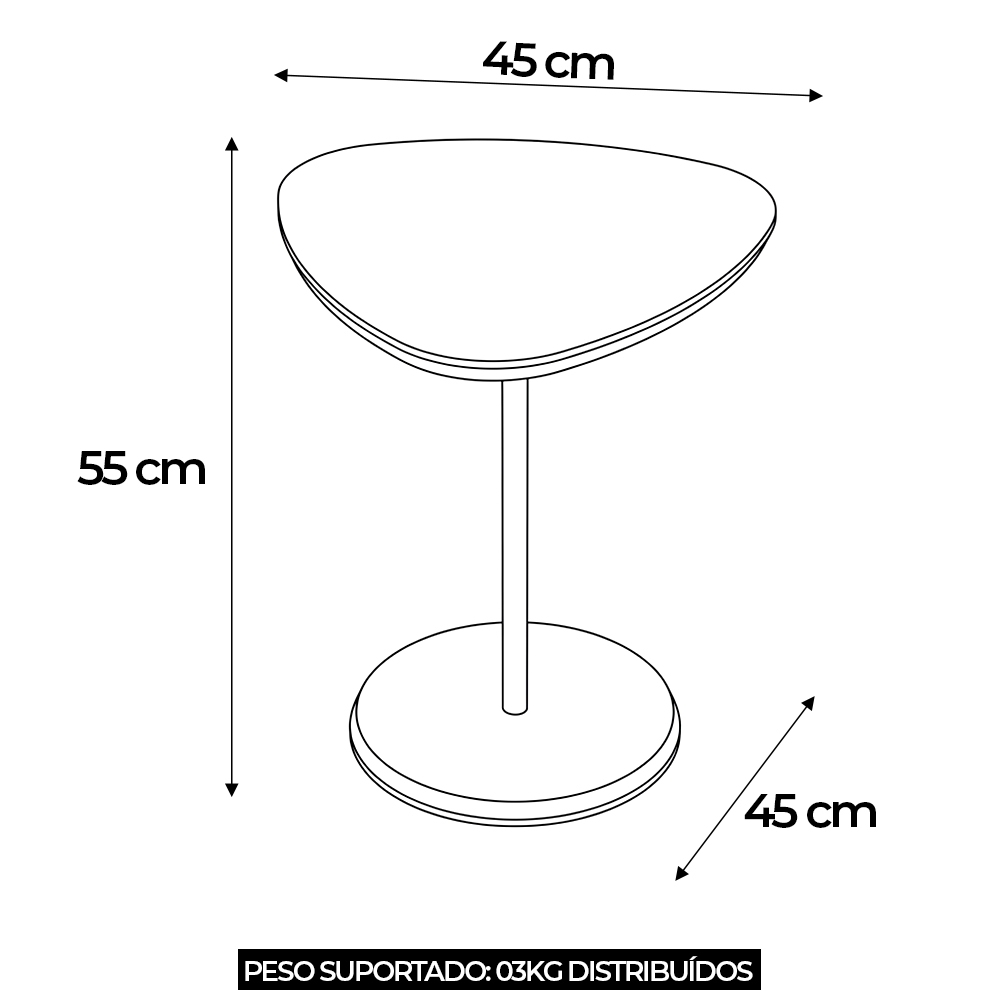 Mesa Lateral Organica 45cm Ravena Off White A09 - Mpozenato