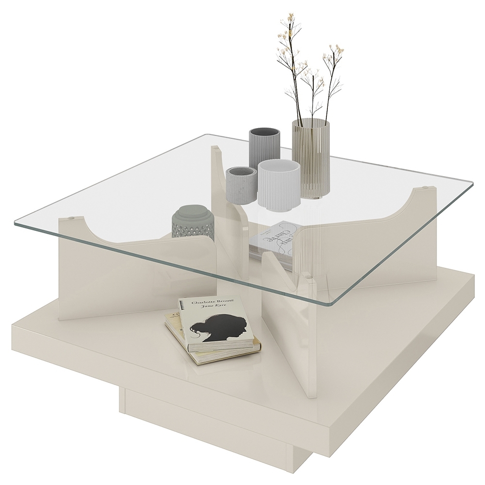 Mesa de Centro Para Sala Quadrada 70cm Niva Off White A09 - Mpozenato