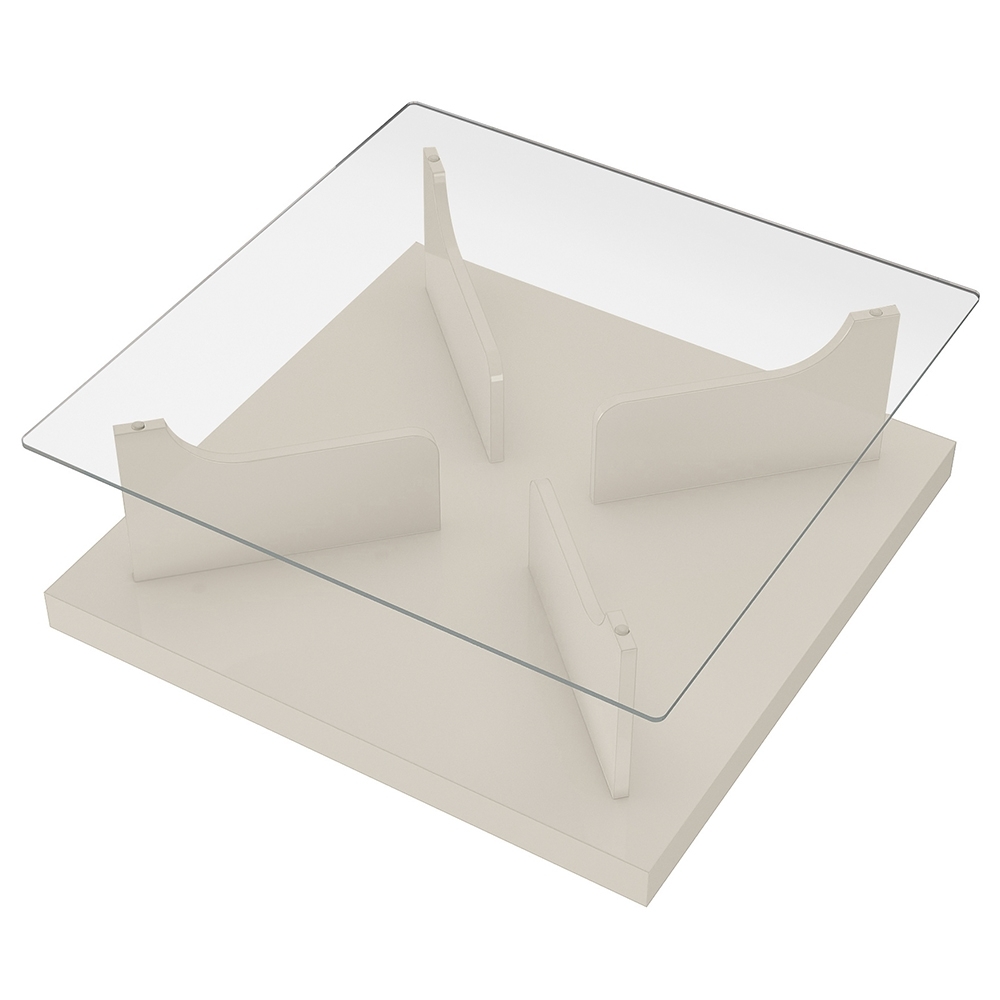Mesa de Centro Para Sala Quadrada 70cm Niva Off White A09 - Mpozenato