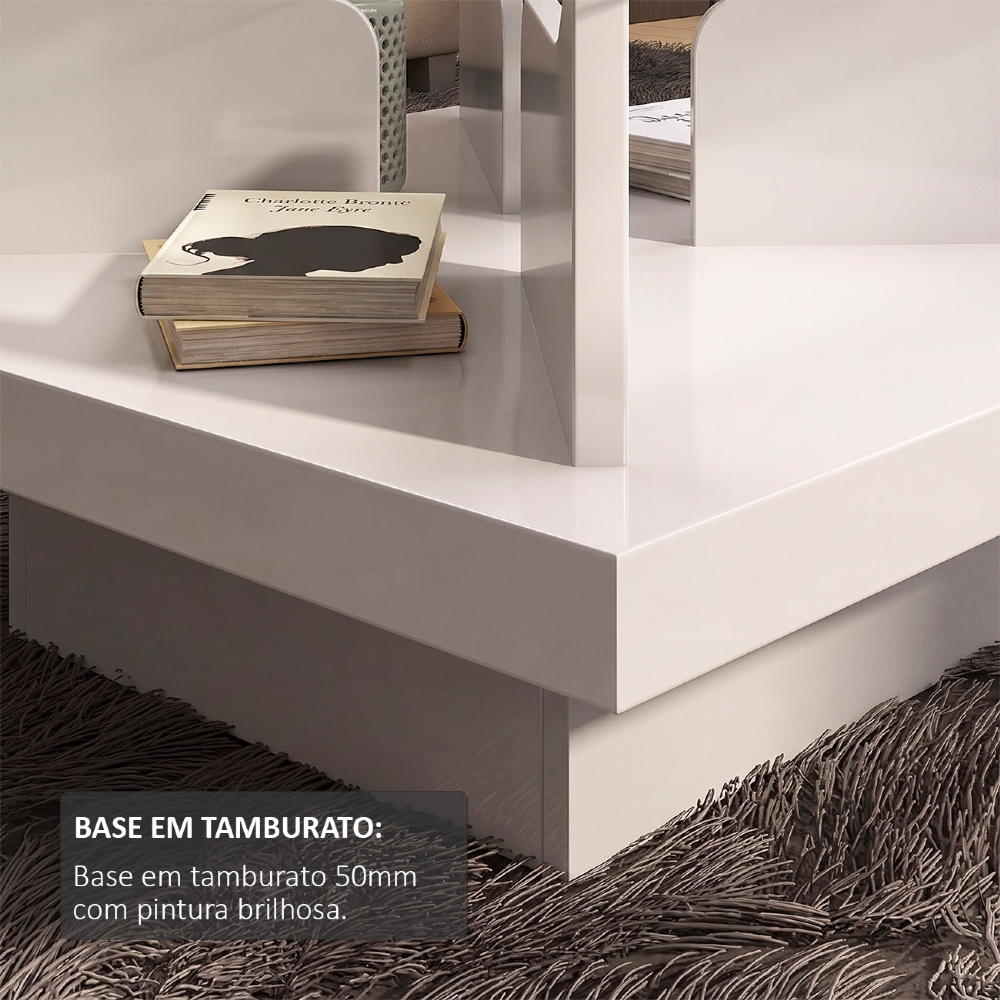 Mesa de Centro Para Sala Quadrada 70cm Niva Off White A09 - Mpozenato