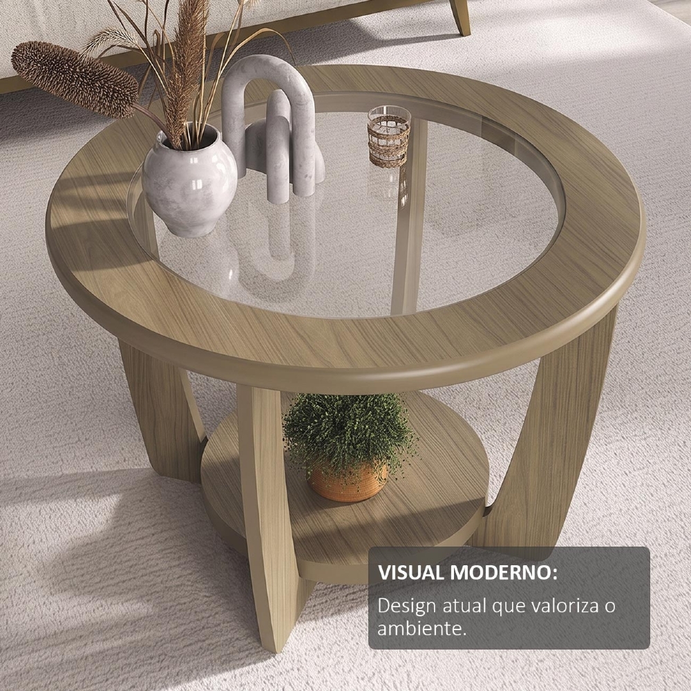 Mesa de Centro Para Sala Redonda 60cm Dalia Carvalho A09 - Mpozenato