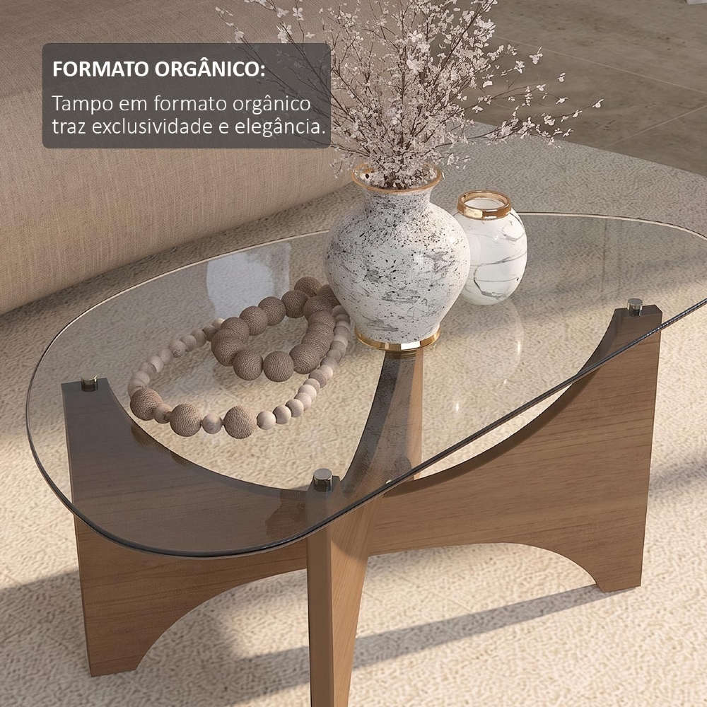 Mesa de Centro Baixa Para Sala 100cm Elipsy Cinamomo A09 - Mpozenato