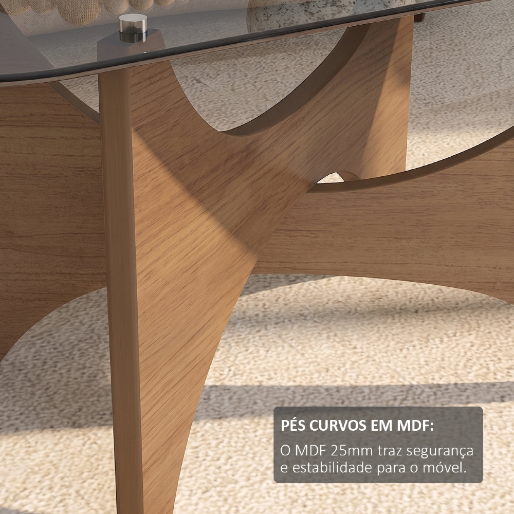 Mesa de Centro Baixa Para Sala 100cm Elipsy Cinamomo A09 - Mpozenato