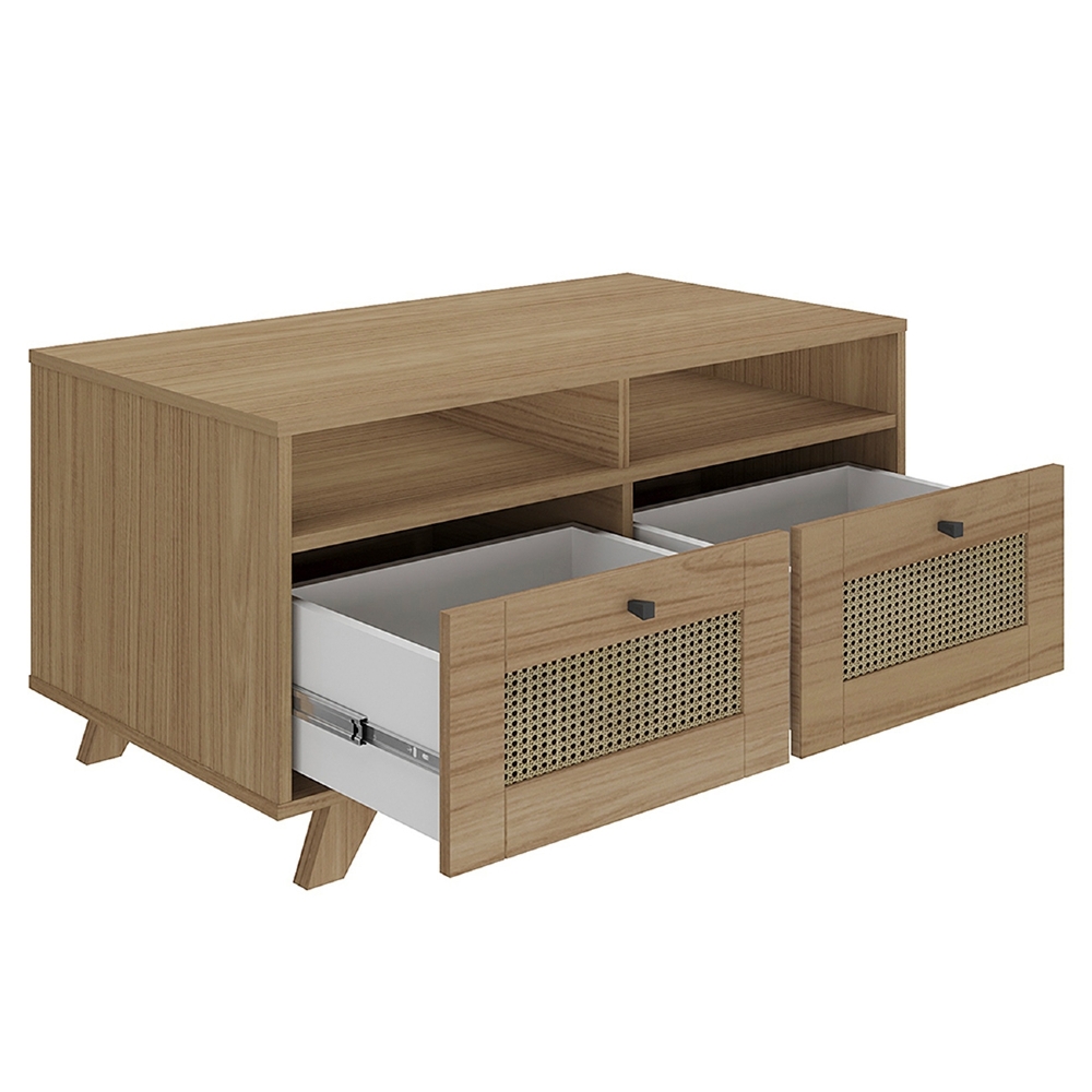 Mesa de Centro Para Sala 2 Gavetas Tulum Carvalho A09 - Mpozenato