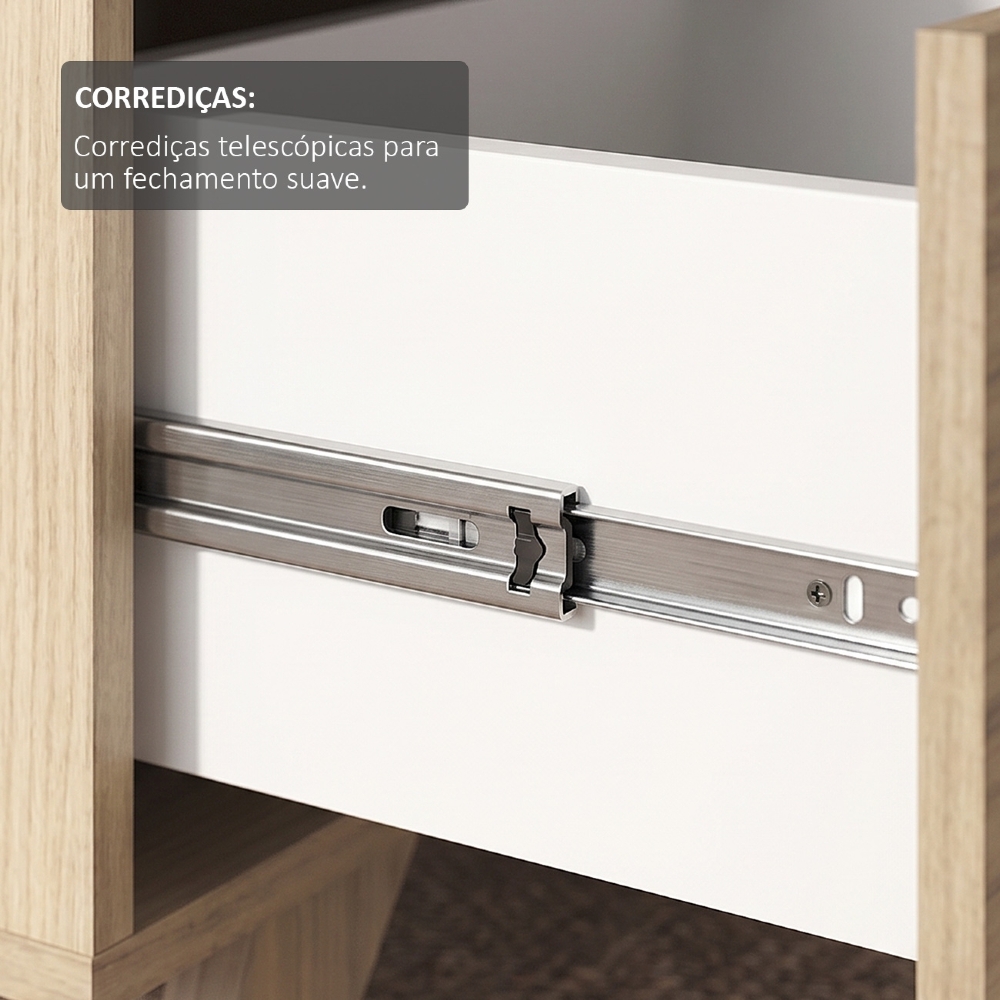 Mesa de Centro Para Sala 2 Gavetas Tulum Carvalho A09 - Mpozenato