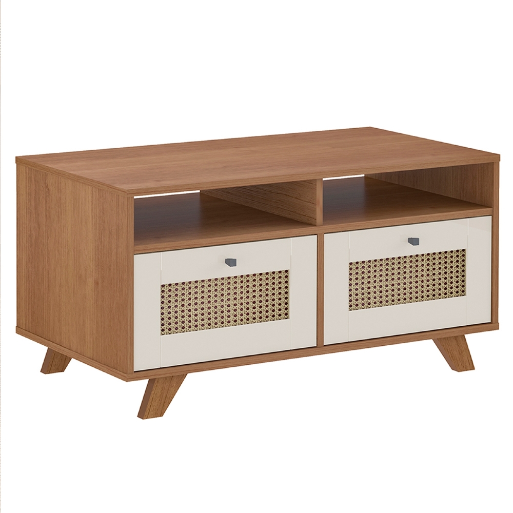 Mesa de Centro Para Sala 2 Gavetas Tulum Cinamomo/Off White A09 - Mpozenato