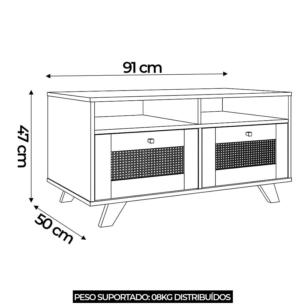 Mesa de Centro Para Sala 2 Gavetas Tulum Cinamomo/Off White A09 - Mpozenato
