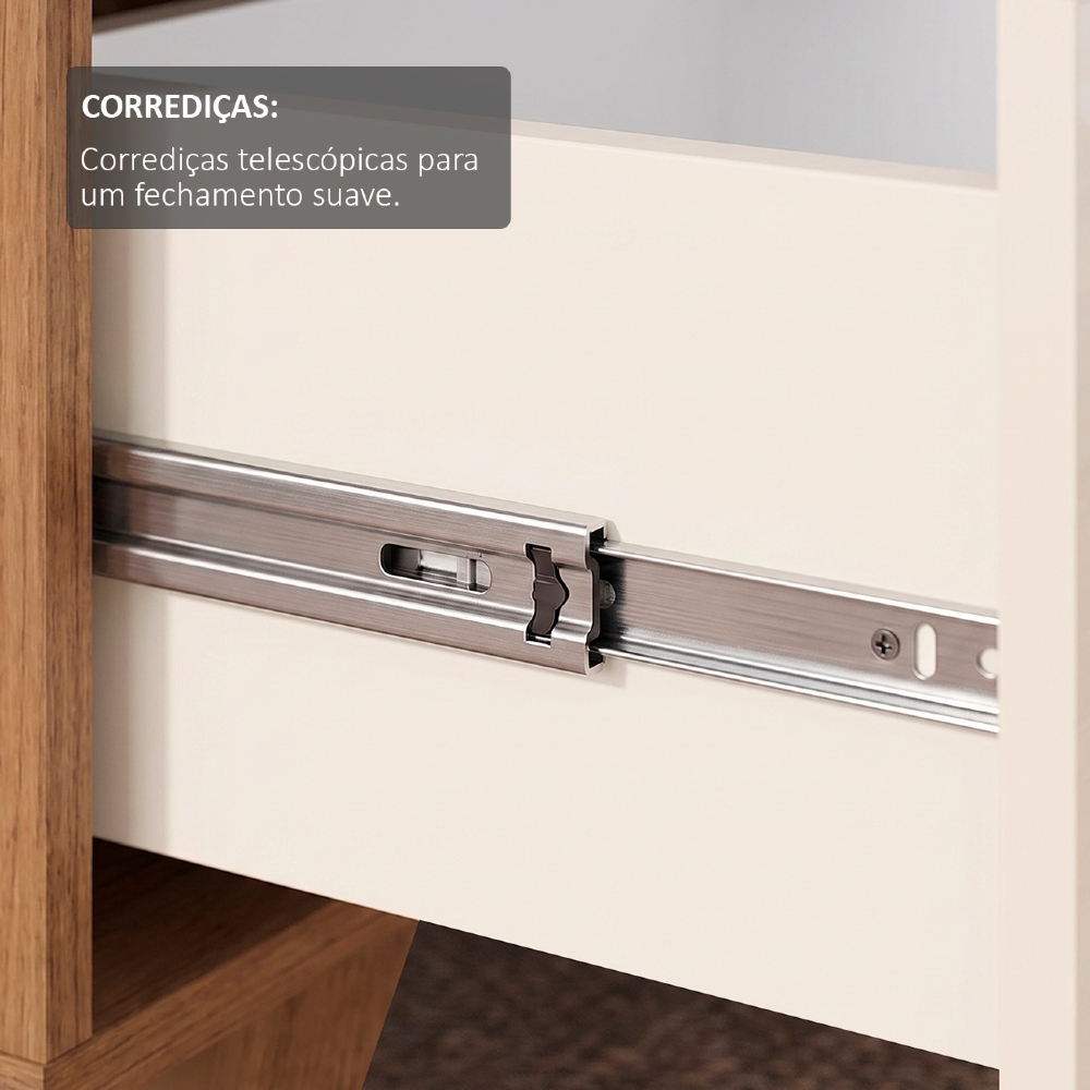 Mesa de Centro Para Sala 2 Gavetas Tulum Cinamomo/Off White A09 - Mpozenato