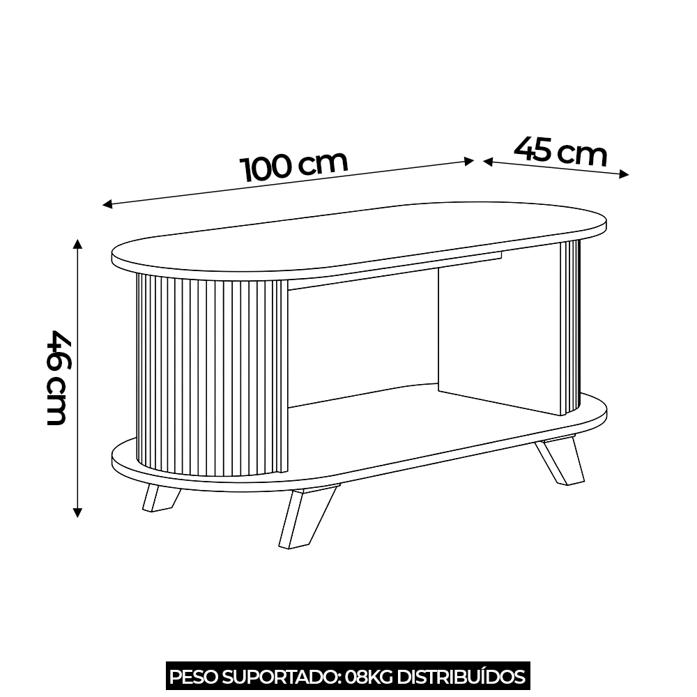 Mesa de Centro Para Sala Ripada Edge Cinamomo/Off White A09 - Mpozenato