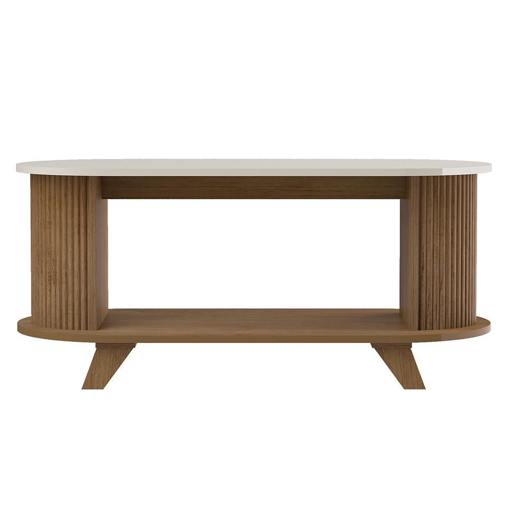 Mesa de Centro Para Sala Ripada Edge Cinamomo/Off White A09 - Mpozenato