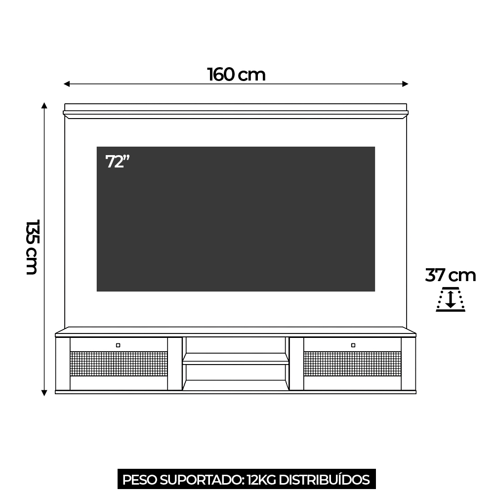 Painel TV 65 Pol 160cm 2 Portas Tulum Cinamomo/Off White A09 - Mpozenato