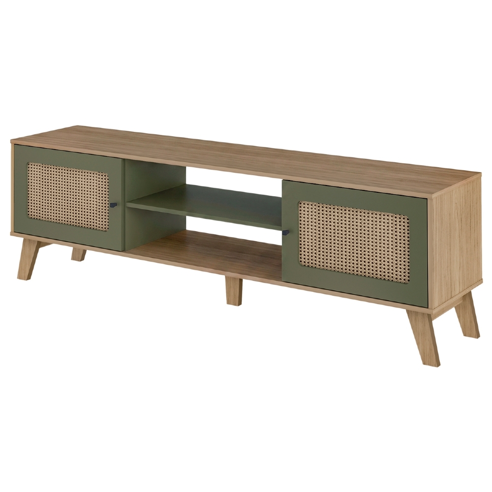 Rack TV 75 Pol 180cm 2 Portas Sofie Carvalho/Menta A09 - Mpozenato