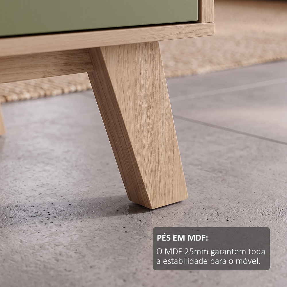 Rack TV 75 Pol 180cm 2 Portas Sofie Carvalho/Menta A09 - Mpozenato