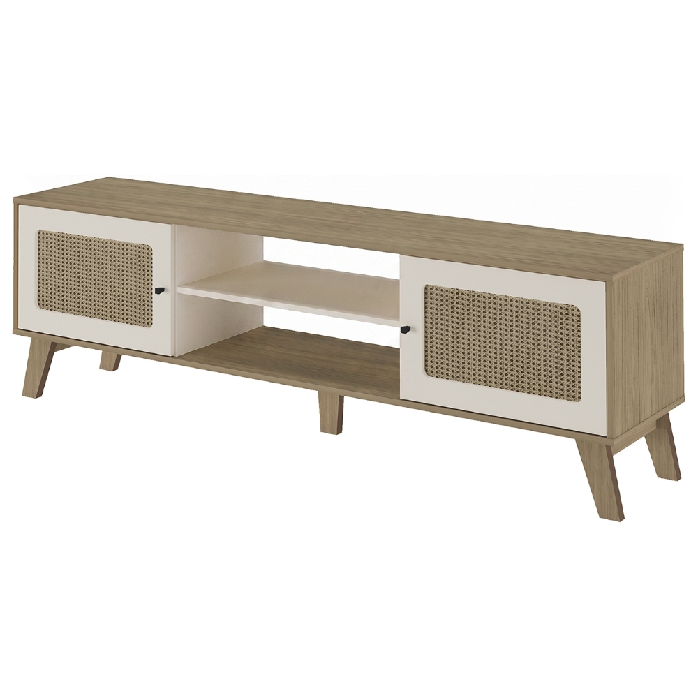 Rack TV 75 Pol 180cm 2 Portas Sofie Carvalho/Off White A09 - Mpozenato