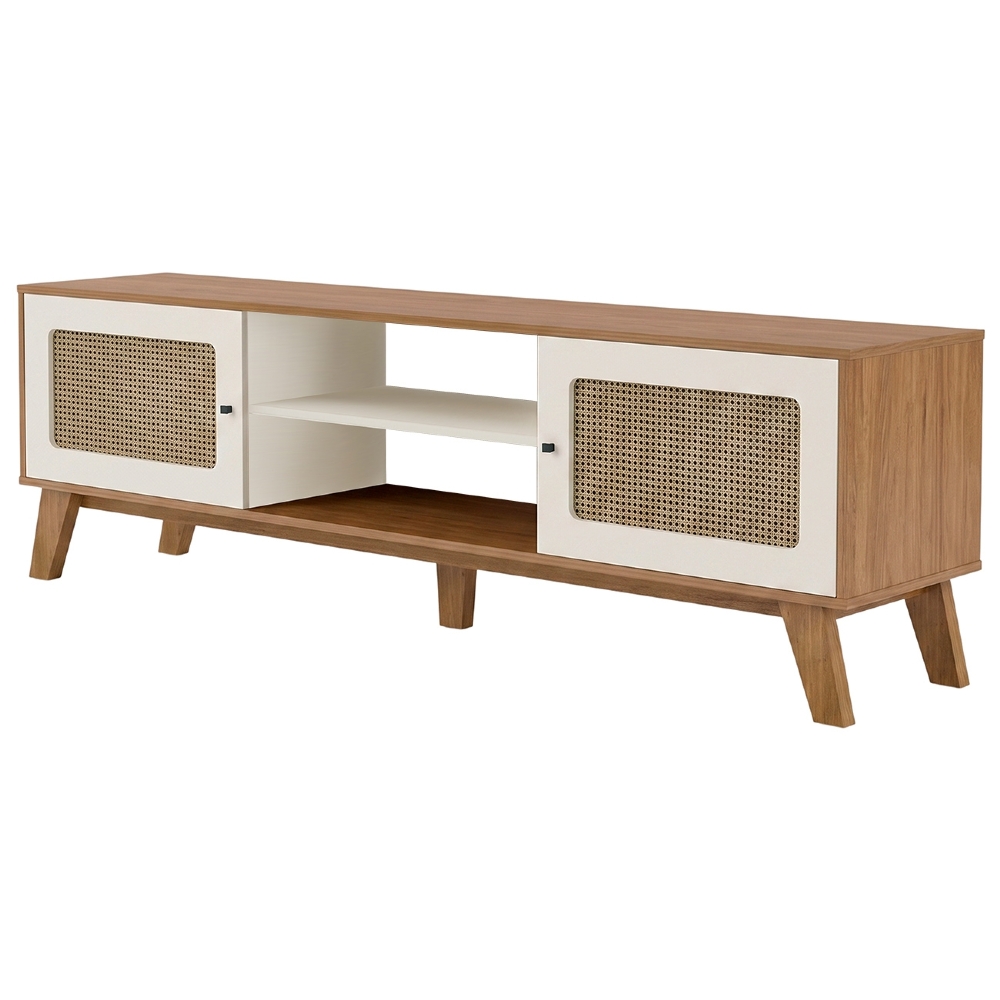 Rack TV 75 Pol 180cm 2 Portas Sofie Cinamomo/Off White A09 - Mpozenato