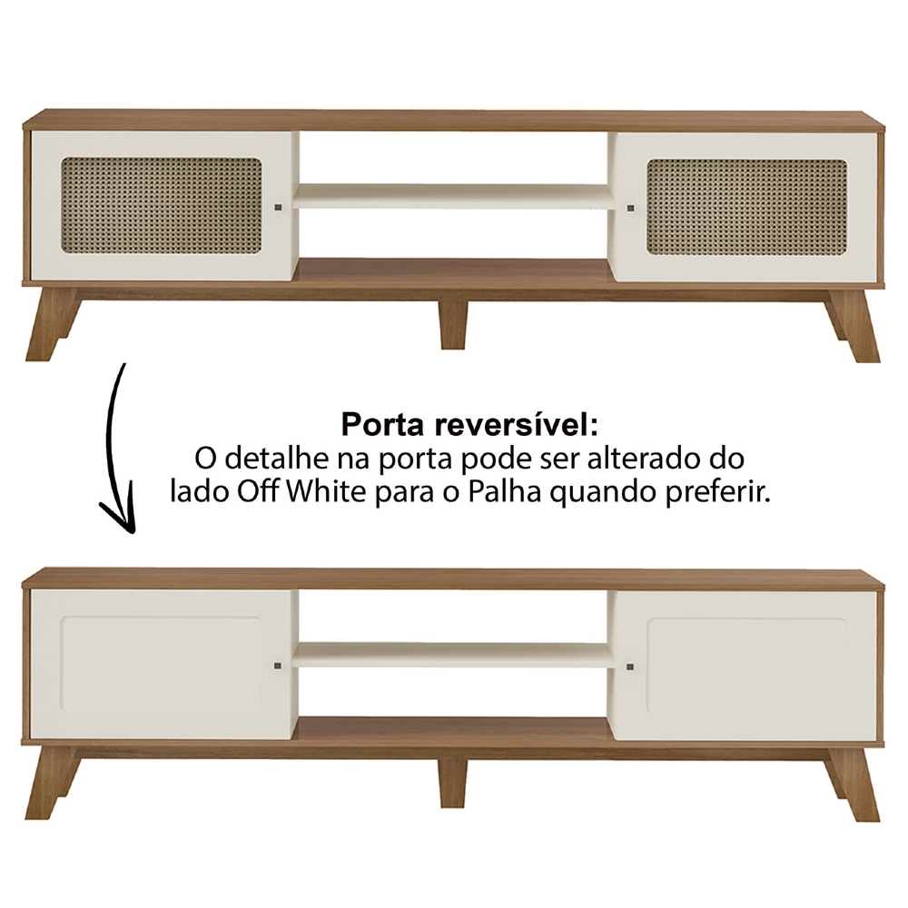 Rack TV 75 Pol 180cm 2 Portas Sofie Cinamomo/Off White A09 - Mpozenato