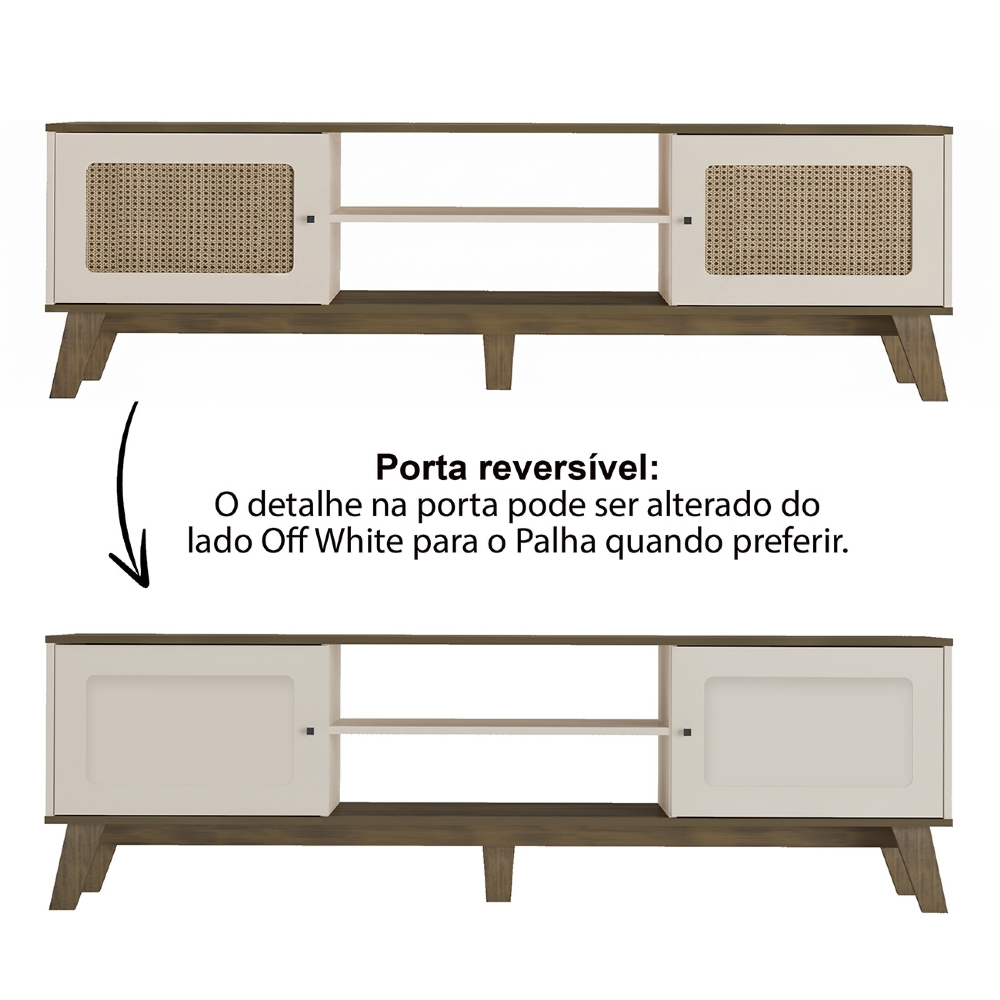 Rack TV 75 Pol 180cm 2 Portas Sofie Pinho/Off White A09 - Mpozenato