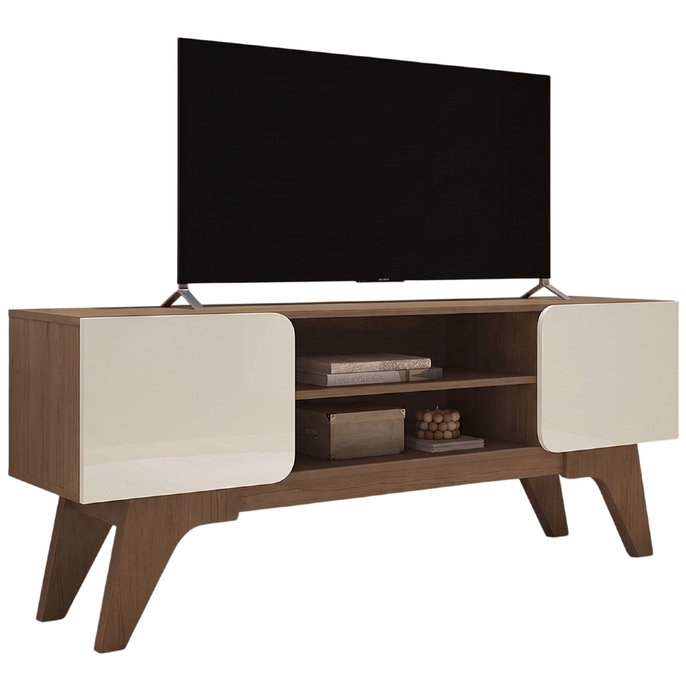 Rack TV 65 Pol 160cm 2 Portas Elos Cinamomo/Off White A09 - Mpozenato